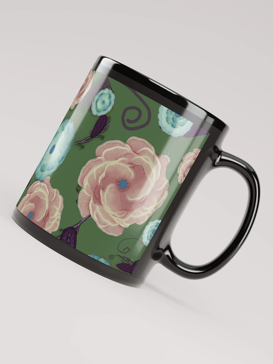 Earthy Peach and Turquoise Flower Black Coffee Mug product image (8)