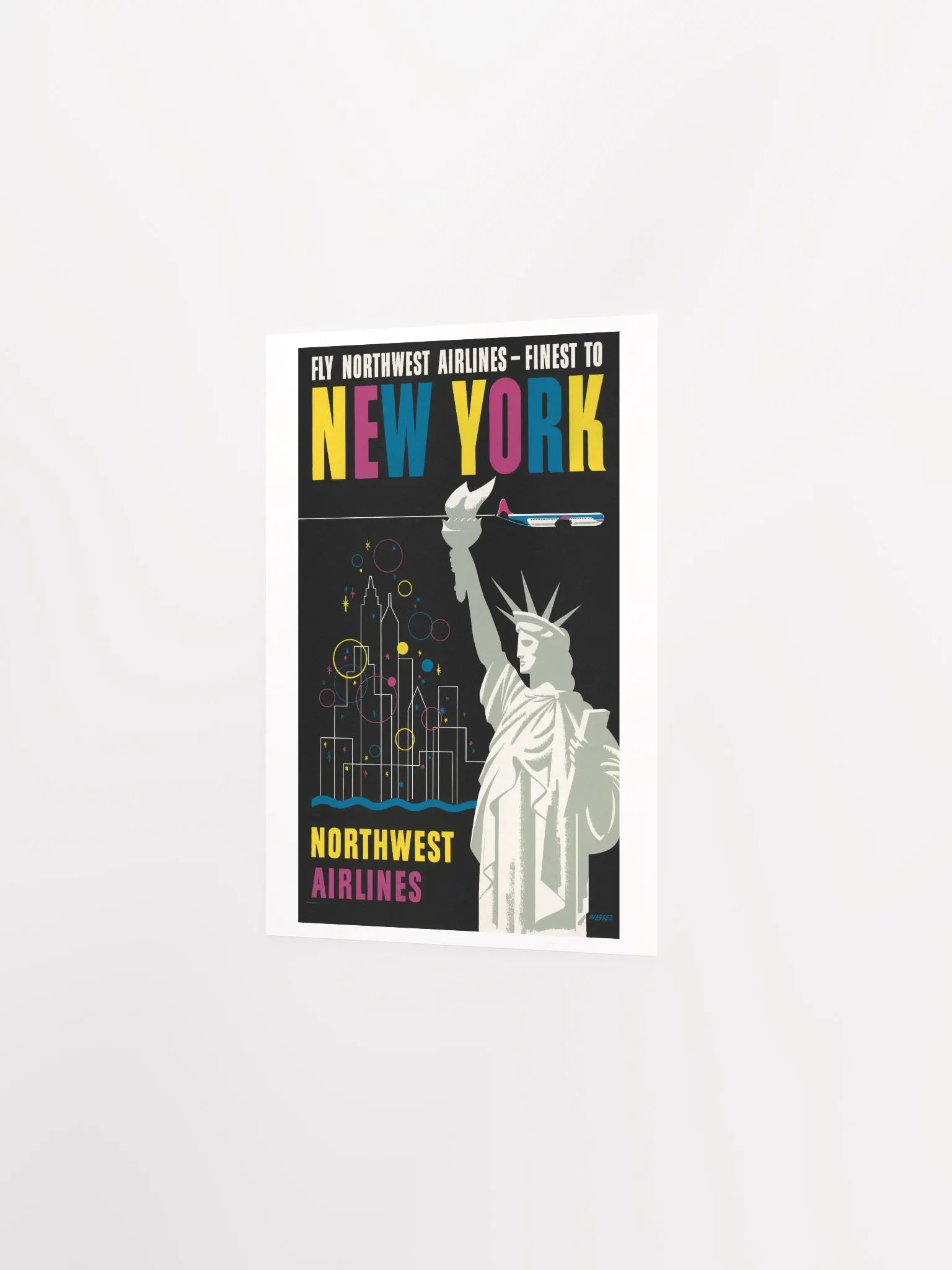 Vintage Fly Northwest Airlines New York Poster Print product image (9)
