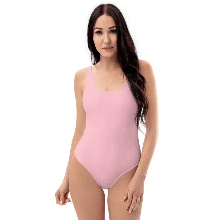 Plain Color Pink One-Piece Swimsuit product image (1)