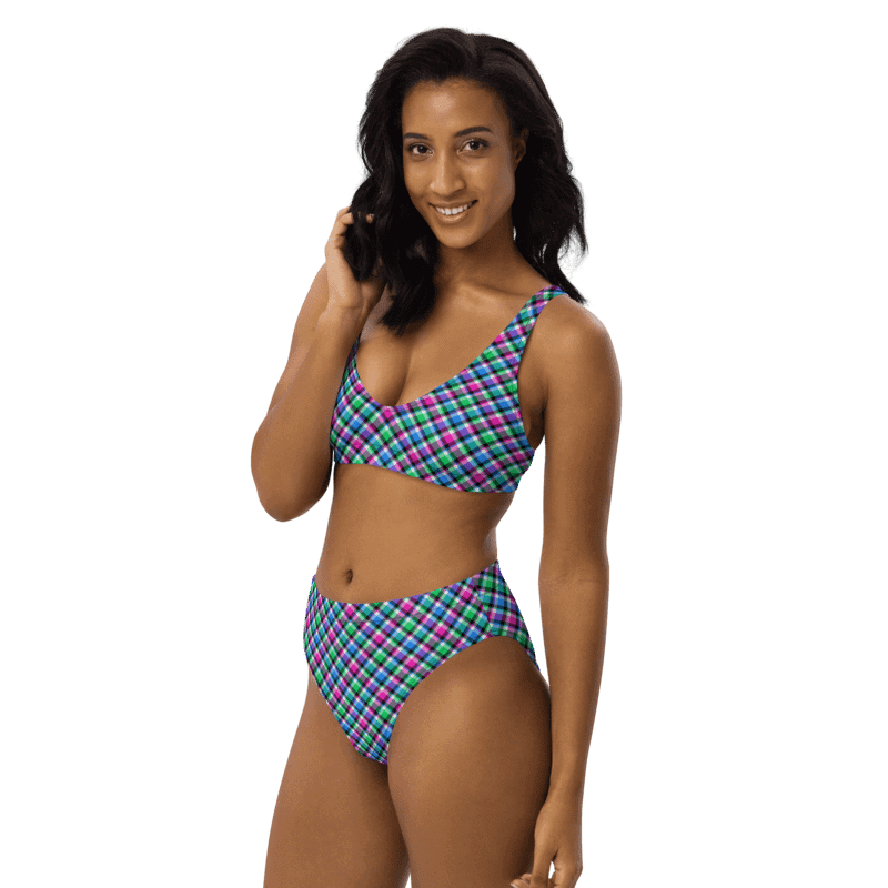 Magenta, Bright Green, and Blue Plaid Bikini product image (3)