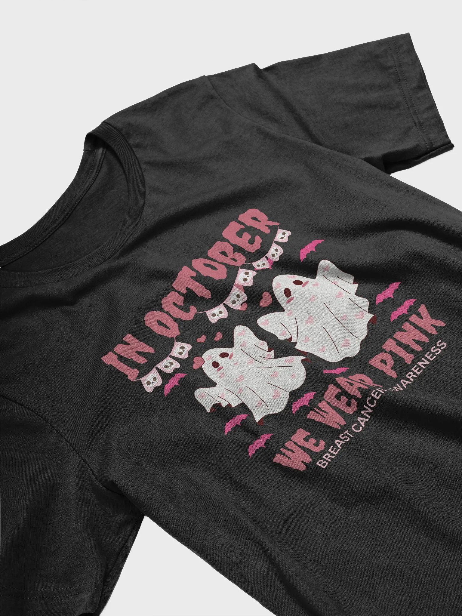 In October We Wear Pink Ghost Witch Breast Cancer Awareness T-Shirt product image (3)