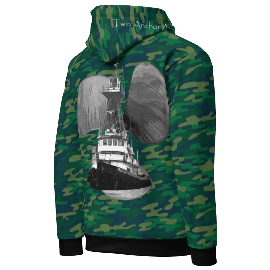 Teal Camouflage Three blade prop Tug CE Hoodie product image (10)
