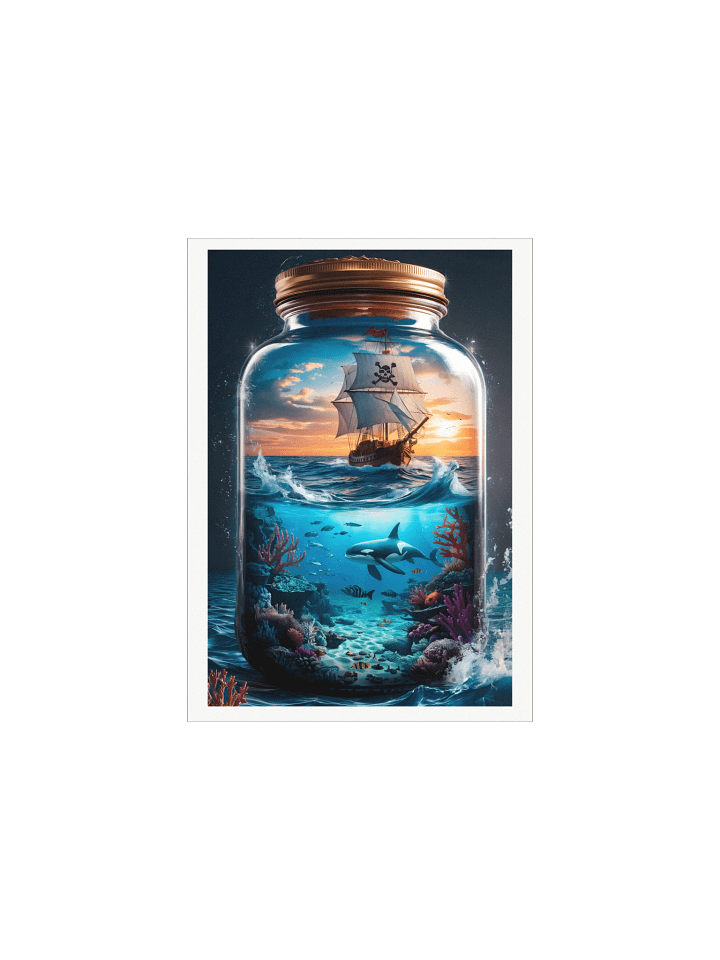 Pirate Ship in a Jar Poster – Surreal Ocean Fantasy Wall Art product image (2)
