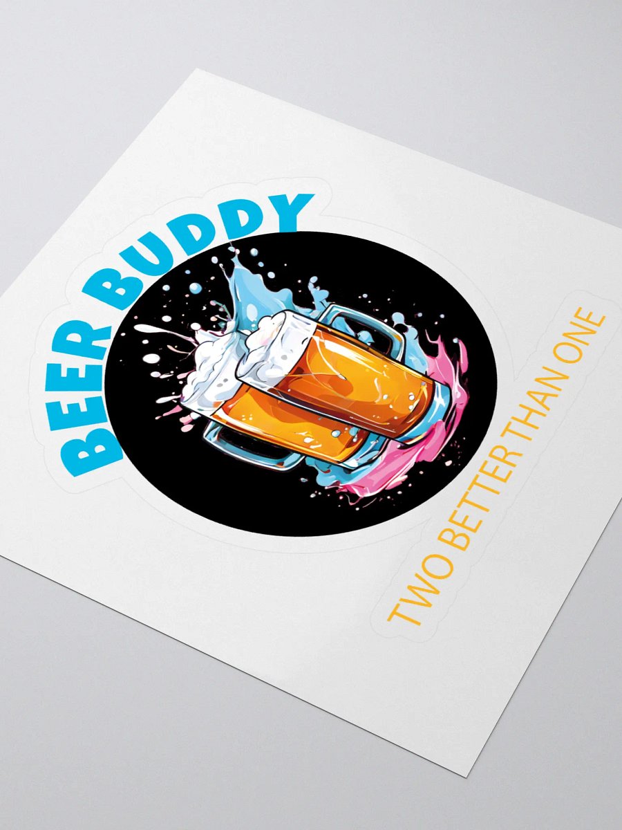 Beer Buddy Sticker | Fun Beer Lover Decal with Clinking Mugs and Foam Splash Design product image (3)