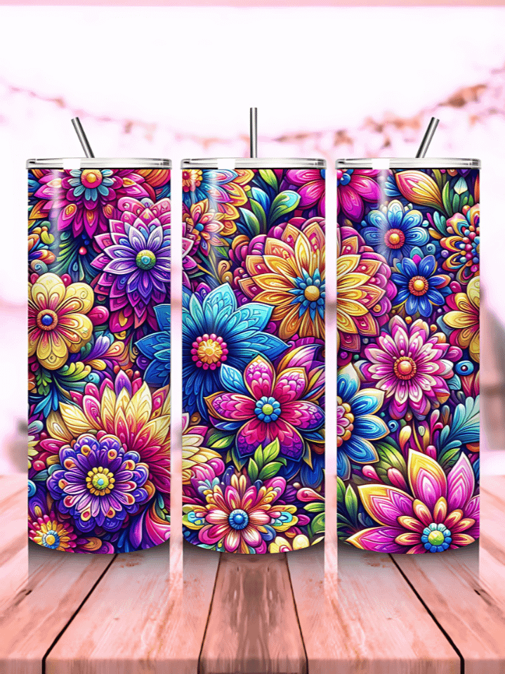 Spring Floral Tumbler Wrap PNG – 20oz Skinny Sublimation Design – Blooming Flowers Aesthetic – 300 DPI Instant Digital Download product image (1)