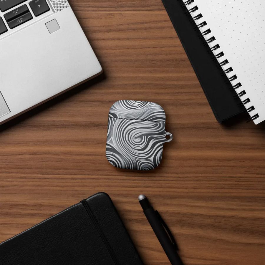 Funky Black and White Noir Liquid Tie-Dye Airpods Case product image (7)