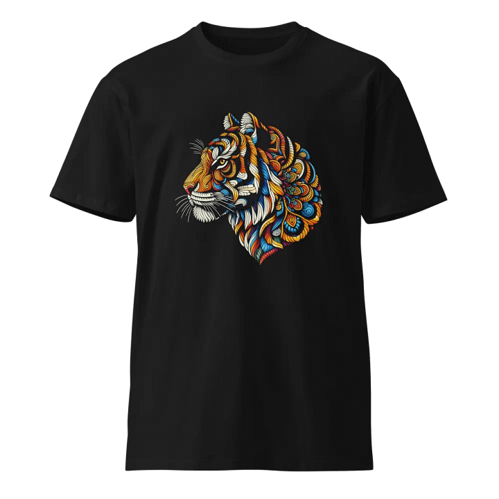Men's Black Short-Sleeved T-Shirt with Tiger Print and Mandala Design – Bold and Stylish! product image (1)
