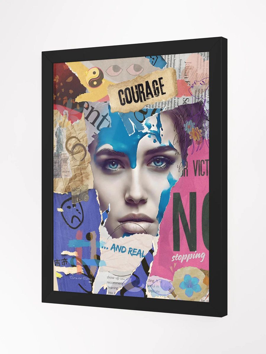 Don't be silent! Don't stop! Blue. | Framed Collage Painting product image (3)