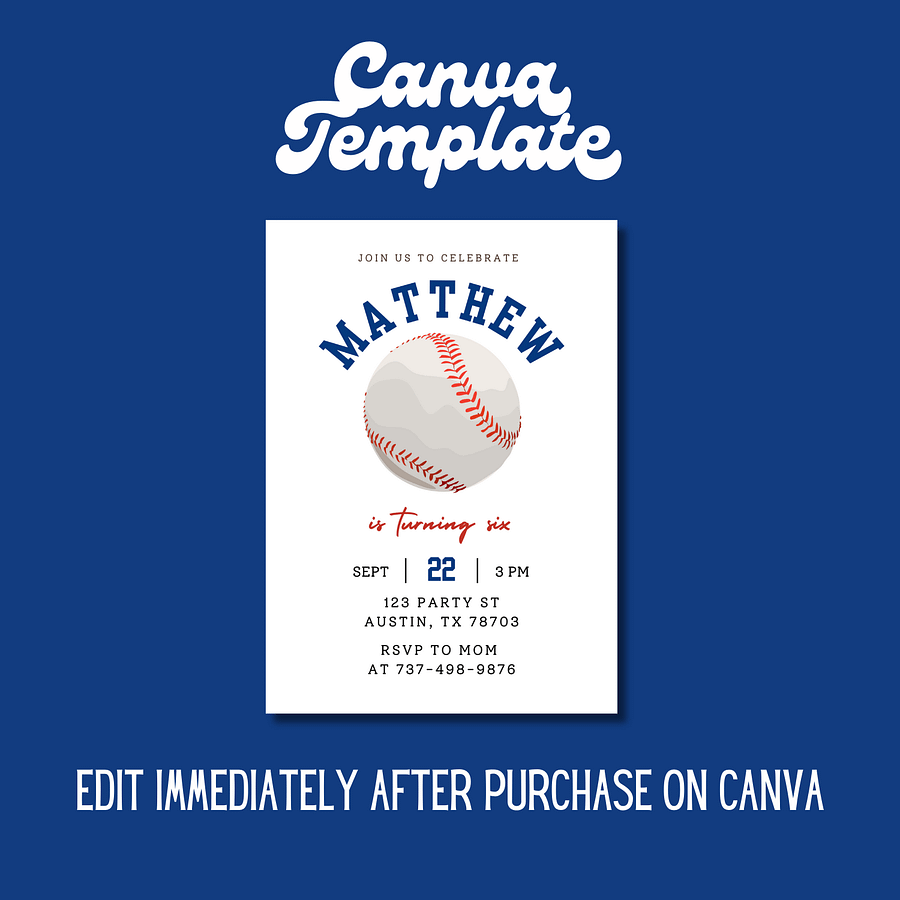 Baseball Birthday Invitation Template – Canva Editable Sports Birthday Invite product image (4)