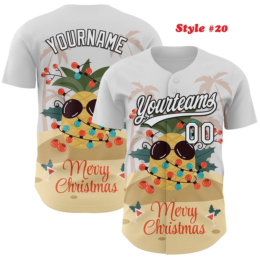 Authentic Baseball Jersey, Custom Baseball Jersey, Personalized Sport Jersey, Colorful, Number, Christmas, X-Mas product image (186)
