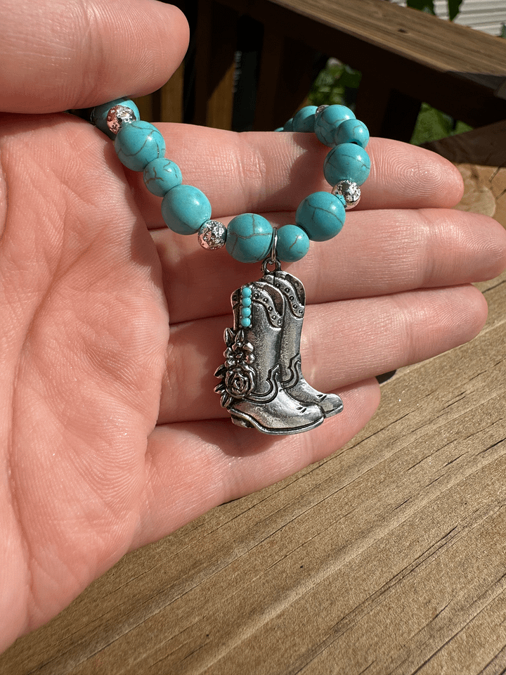 Turquoise Boots and Flowers Necklace product image (2)