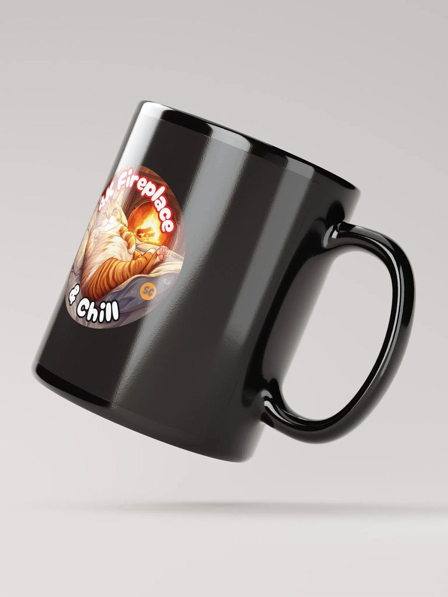 Cozy Cat - 4K Fireplace & Chill | Black Glossy Mug product image (3)