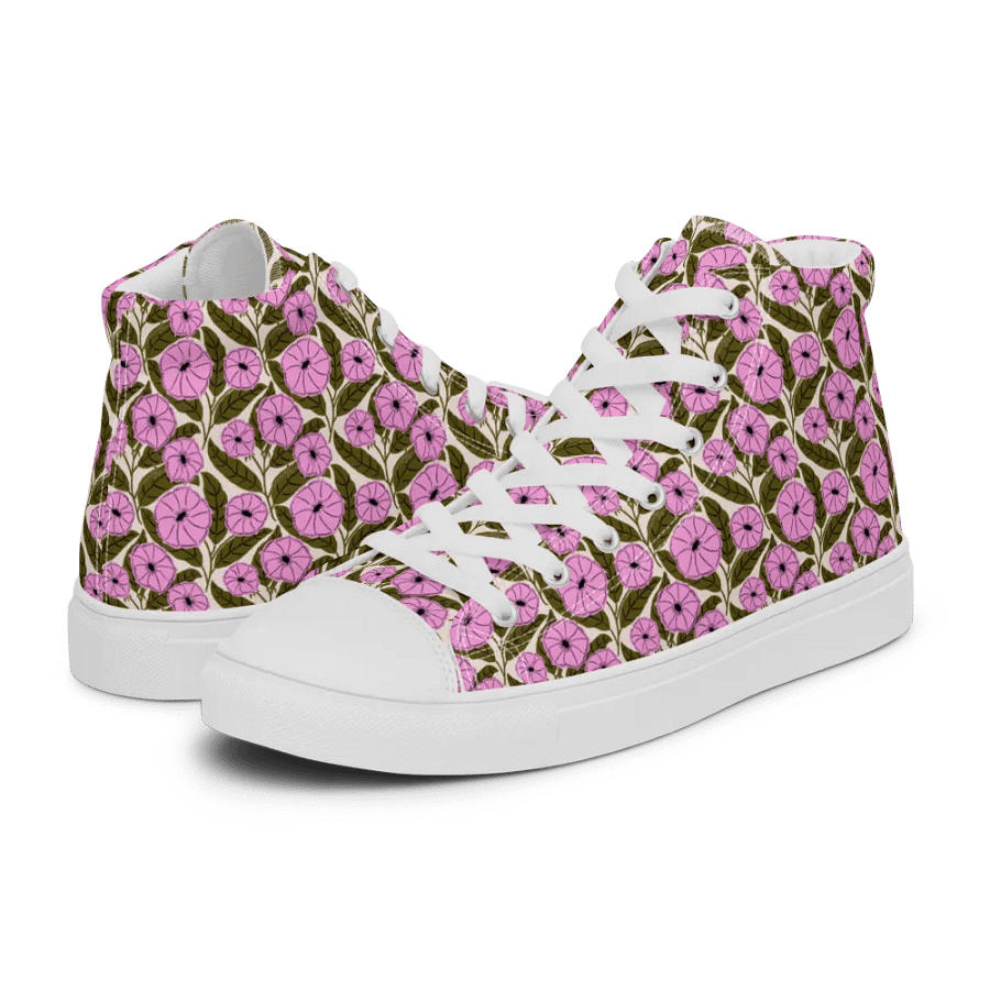 Dipladenia Dreams - Pink and Green - Mens High Top Canvas Shoes product image (12)