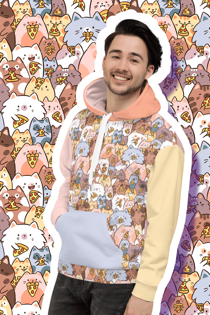 Whimsical Cat Pizza Party All-Over Hoodie product image (2)