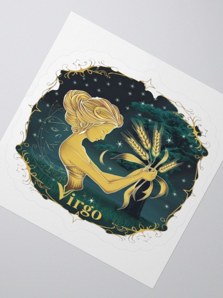 Virgo Zodiac Sticker - Maiden with Wheat & Floral - Durable Vinyl product image (5)