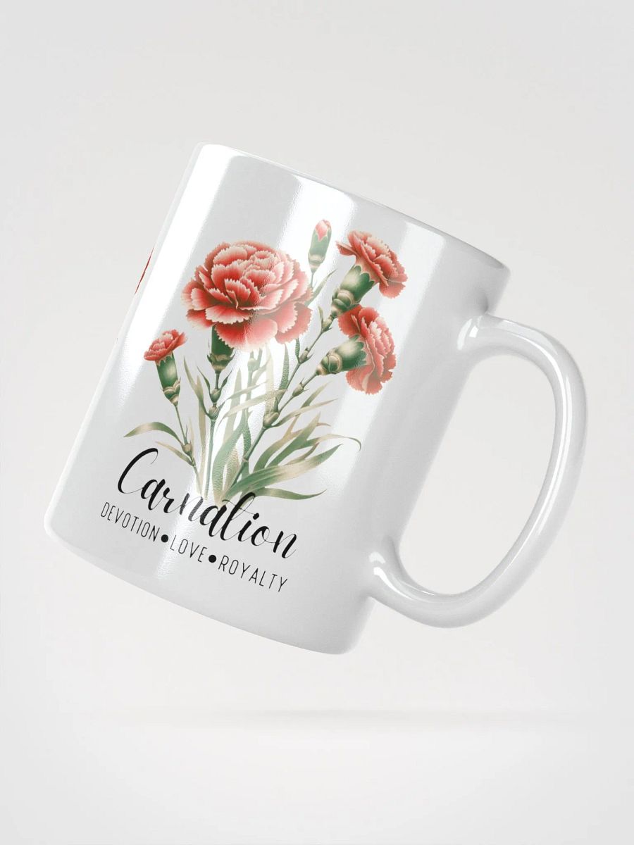 Carnation Ceramic White Mug: Devotion, Love, Royalty January Birth Month Flower product image (4)
