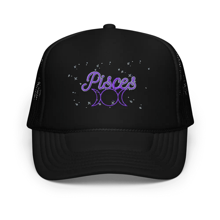 Pisces, 3 Moons, Embroidered Black Cap product image (1)