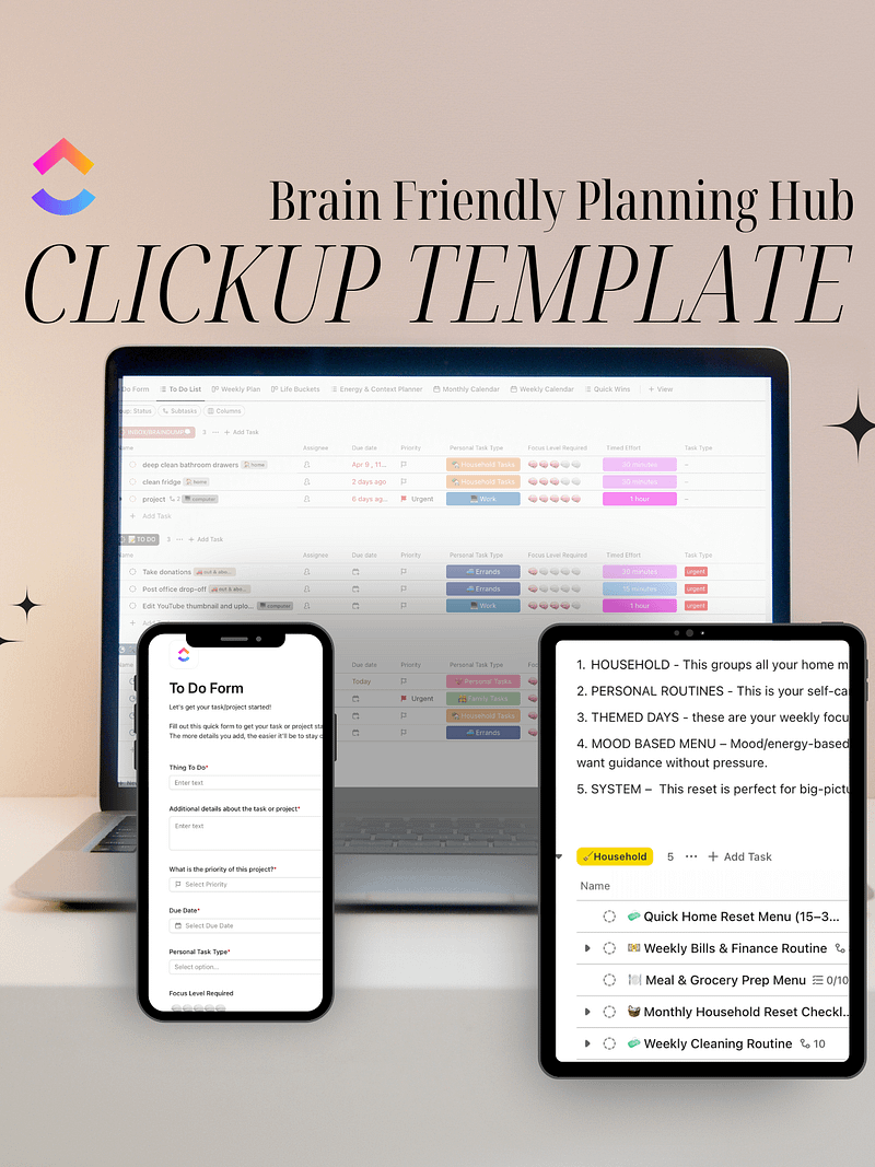 Brain-Friendly Planning Hub (ClickUp Template)