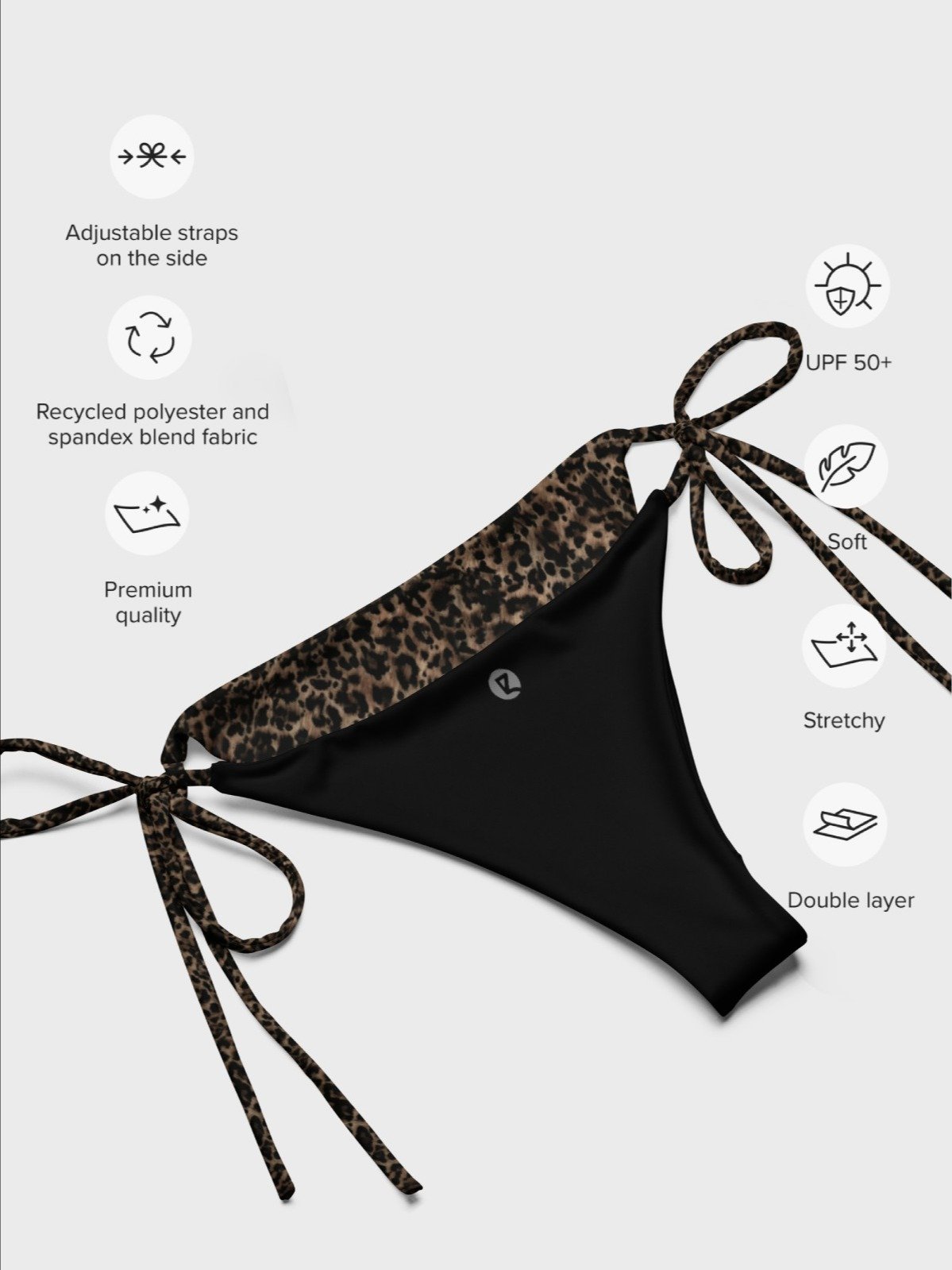 Recycled String Bikini Bottom "Chic Dark Brown Leopard" product image (3)