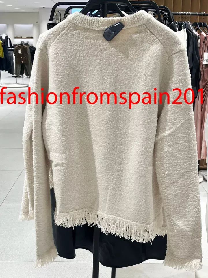 ZARA NEW WOMAN FRAYED KNIT CARDIGAN WITH BOWS ECRU S-XL 9598/139 product image (1)