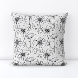 Seamless Pattern - Sketched Daisies in Black and White product image (5)
