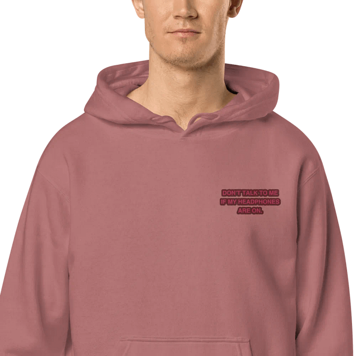 L.C. HEADPHONES ON (rose design) embroidered pigment hoodie product image (2)