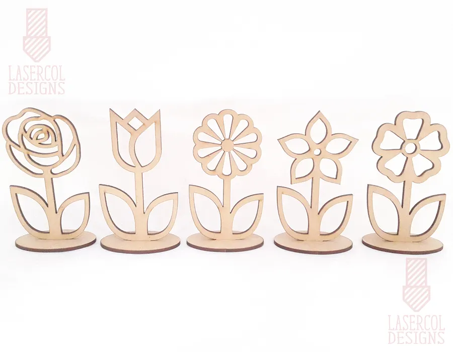 Flowers - Set 1 - (Two Sizes, Five Styles) - Laser Cut Files product image (2)