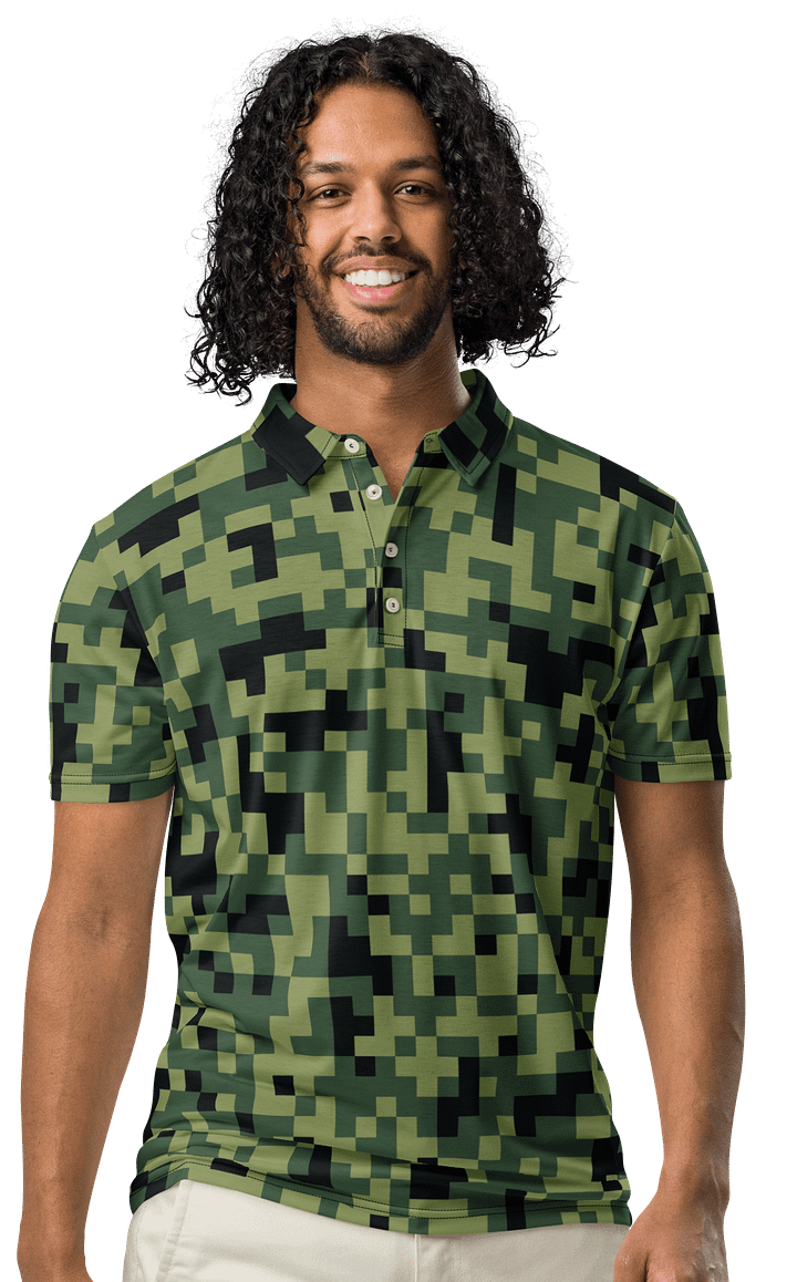 Military Green Camouflage Pixels Camo Pattern Polo Shirt product image (2)