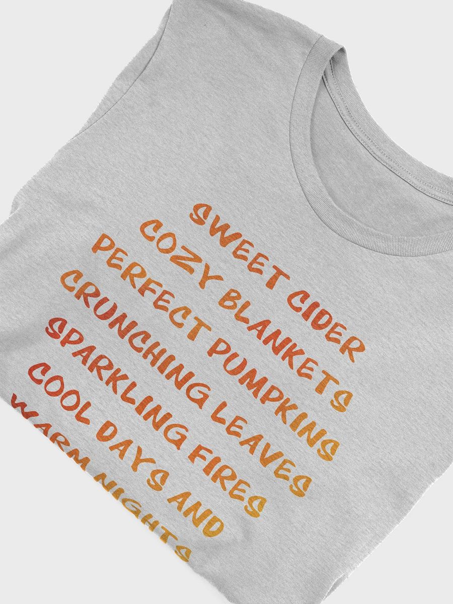 🍂 Fall Lover's Cozy T-Shirt | Sweet Cider, Cozy Blankets, and Crunching Leaves Shirt | Autumn Quote Shirt product image (41)