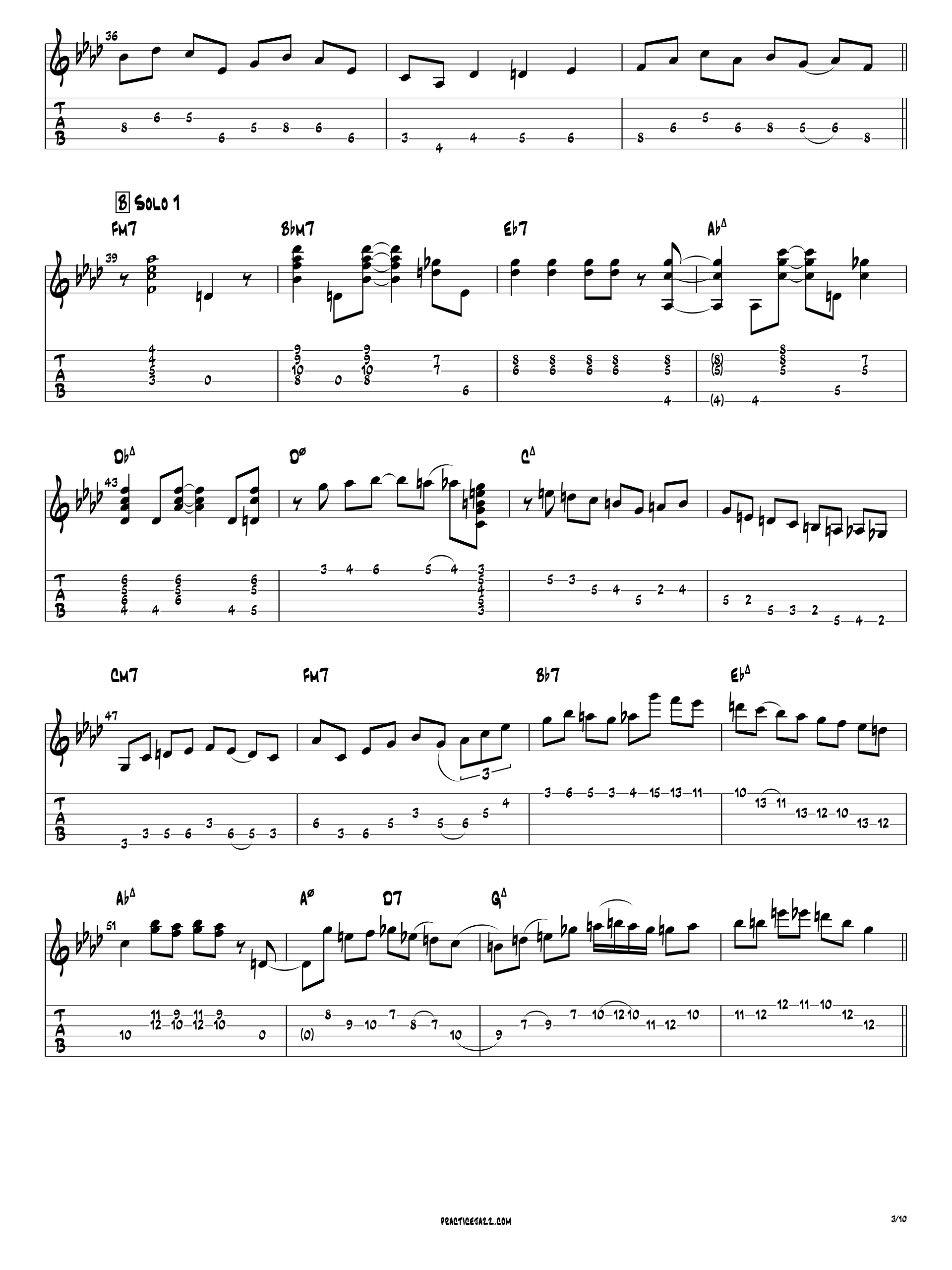 Joe Pass "All the Things You Are" Guitar Transcription (PDF + Synced Original Audio Guitar Pro) product image (3)