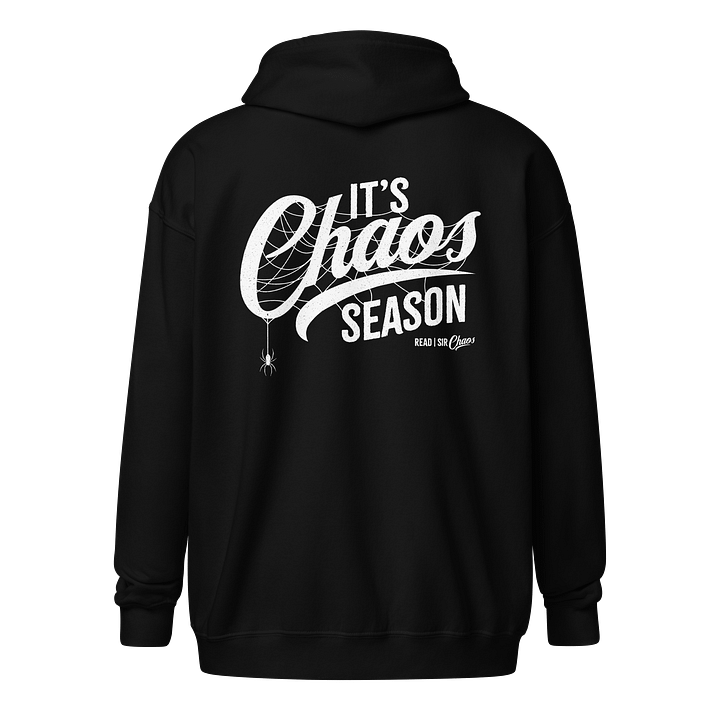 It's Chaos Season Zippered Hoodie (White Text) product image (2)