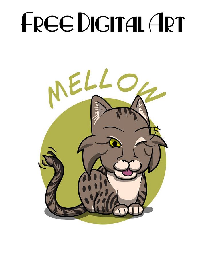 FREE Digital Art of Mellow the Kitten - Download Cat Artwork product image (1)