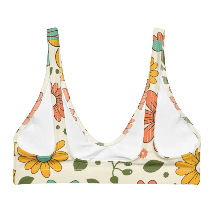 Retro Bloom Recycled Padded Bikini Top – V-Neck & Vintage Floral Vibes product image (2)