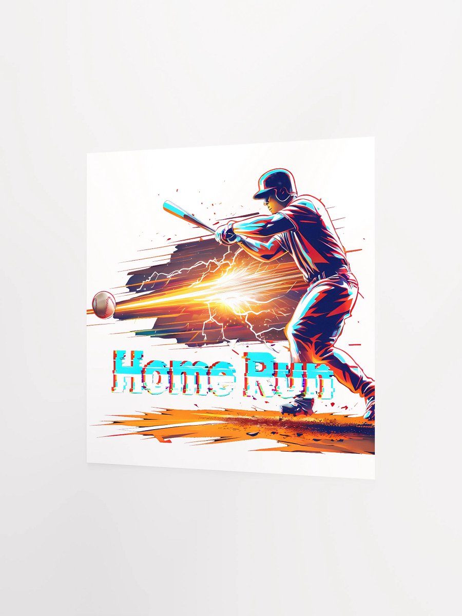 Dynamic Baseball Home Run Art: Glitch-Effect Power Swing Poster product image (7)
