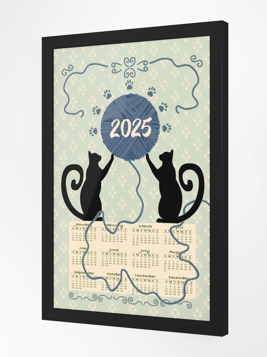Framed "Cat’s At Play" 2025 Calendar Poster – Green product image (2)
