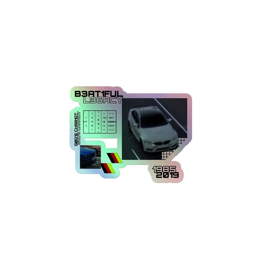 God's Chariot, German Automotive (Black) | Holographic Sticker product image (1)