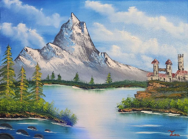 The Lakeside Castle (Original/Commissioned) 18x24 Canvas product image (1)