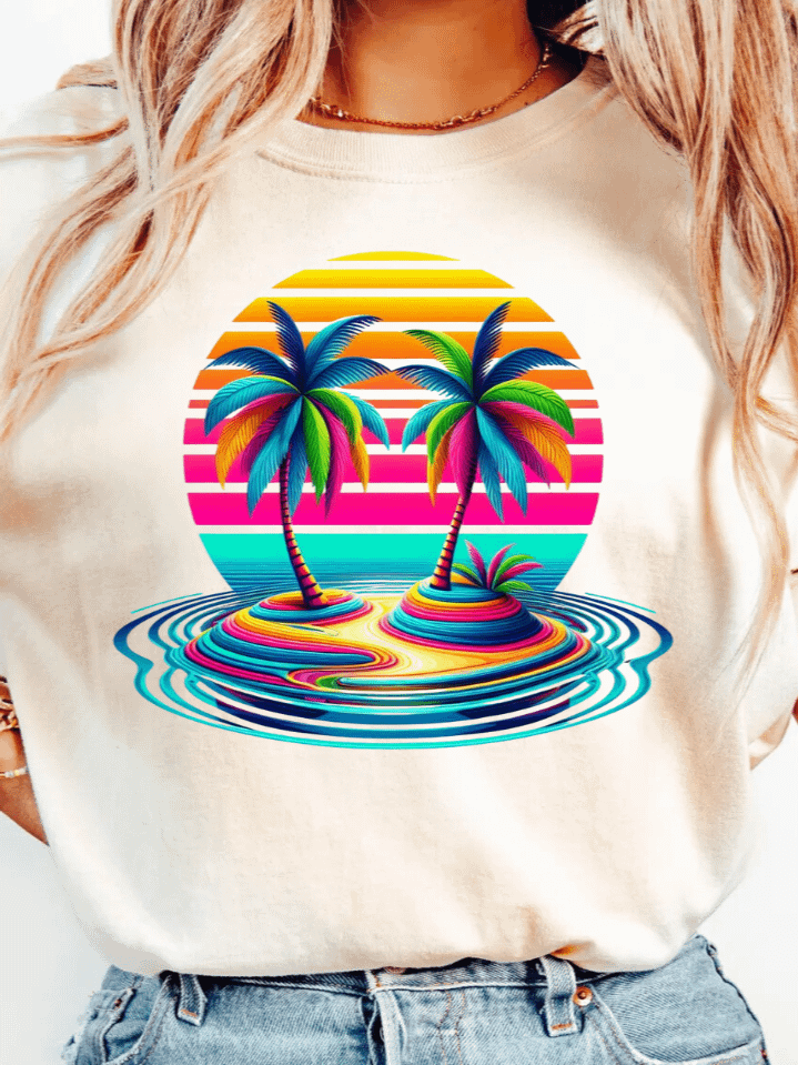 Colorful Palm Trees Sublimation PNG – Vibrant Tropical Tree Clipart for Summer T-Shirts & Beach Decor – 300 DPI Instant Digital Download product image (1)