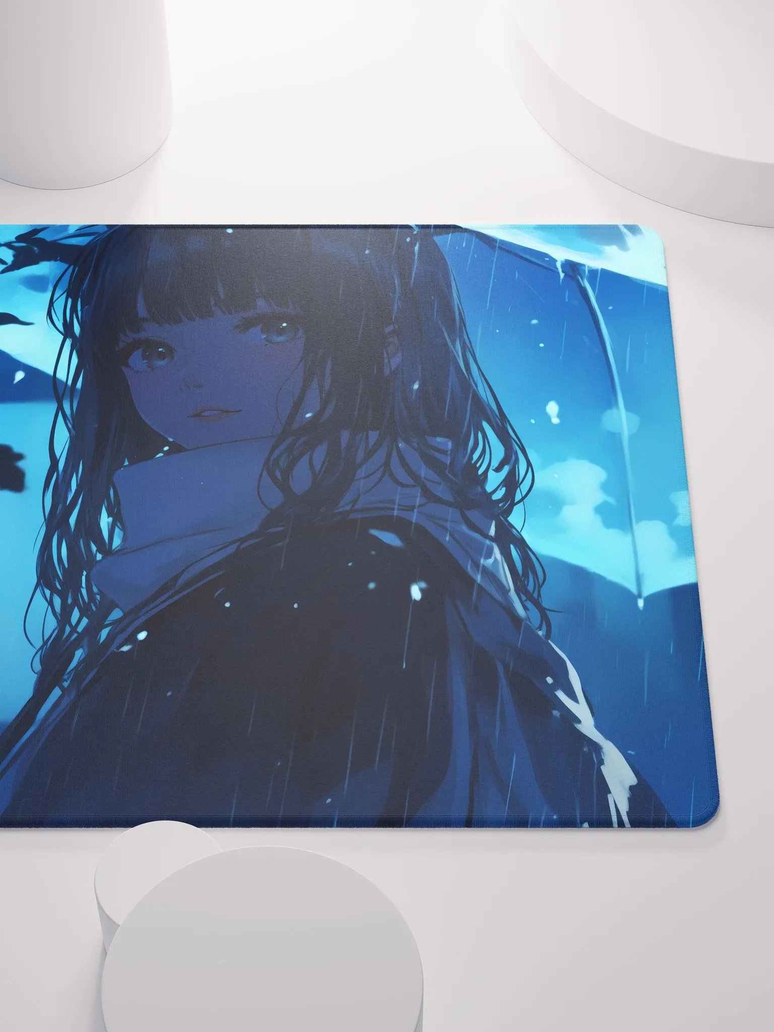 Anime Girl in the rain at night gaming mouse pad product image (5)