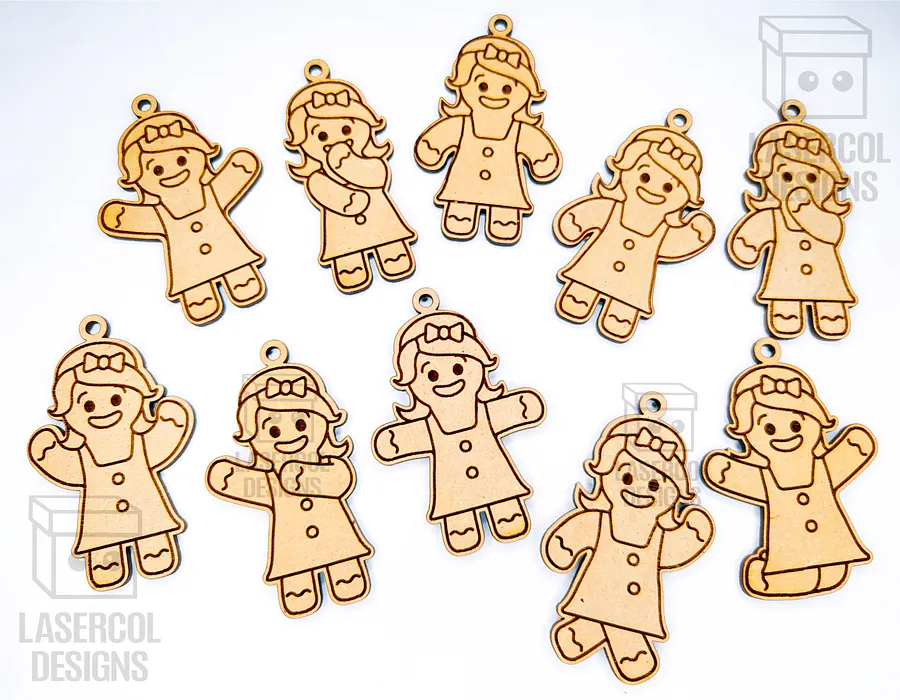 Gingerbread Cookies Christmas Ornaments Set 2 - Laser Cut Files product image (4)