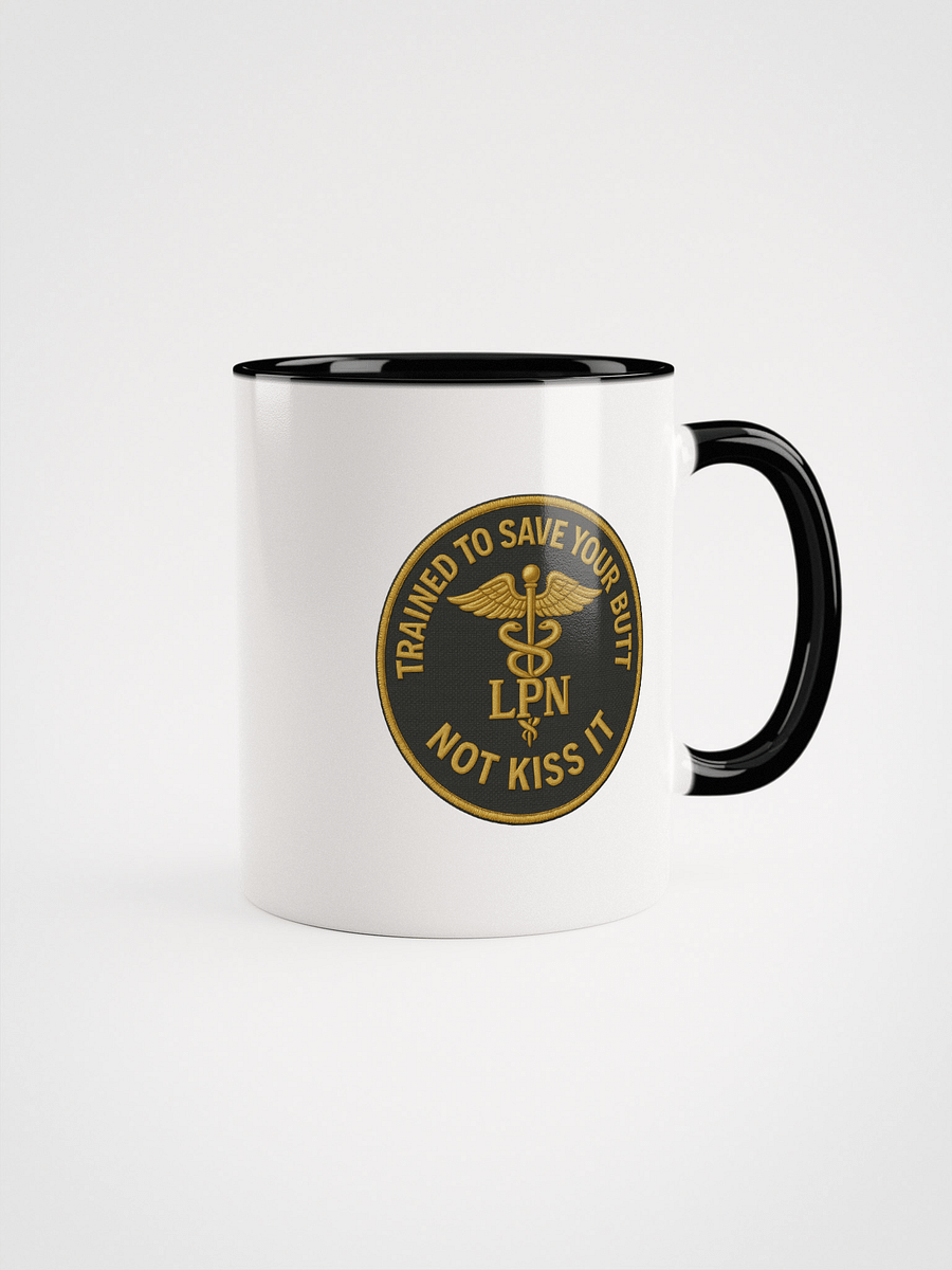 11 oz LPN Sass Mug – “Save Your Butt” Edition (White with Black Handle) product image (1)
