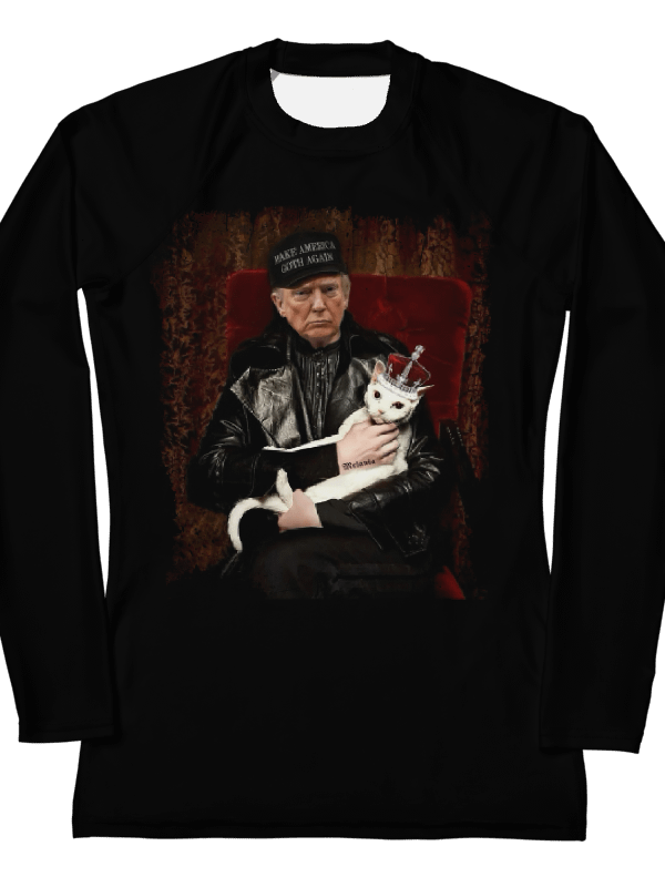 Trump Goth Women's Rash Guard - 'Make America Goth Again' Design with White Cat Queen product image (5)