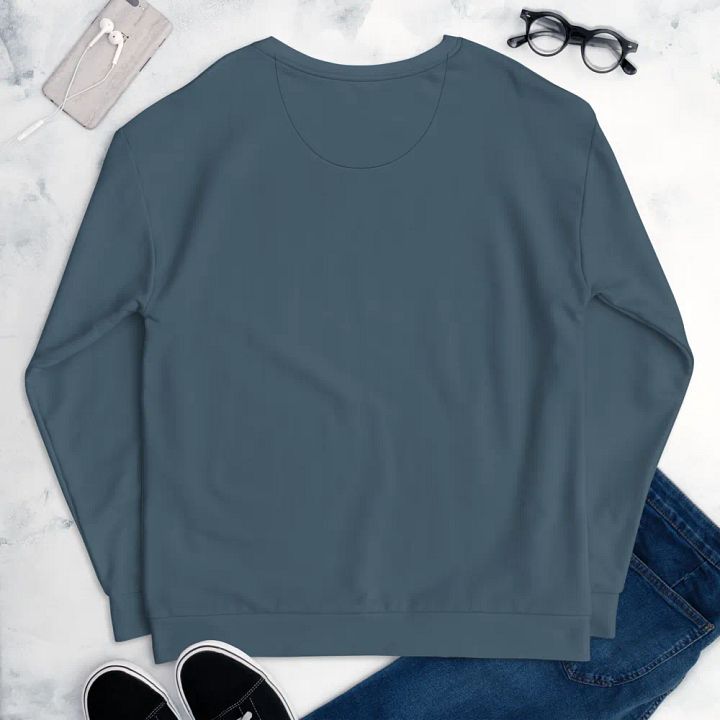 Plain Dark Greyish Blue Soft Summer Unisex Recycled Polyester Heavyweight Premium Sweatshirt by Treasure Pie product image (2)