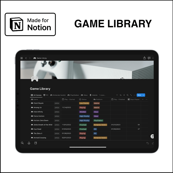 Notion Template - Game Library product image (1)