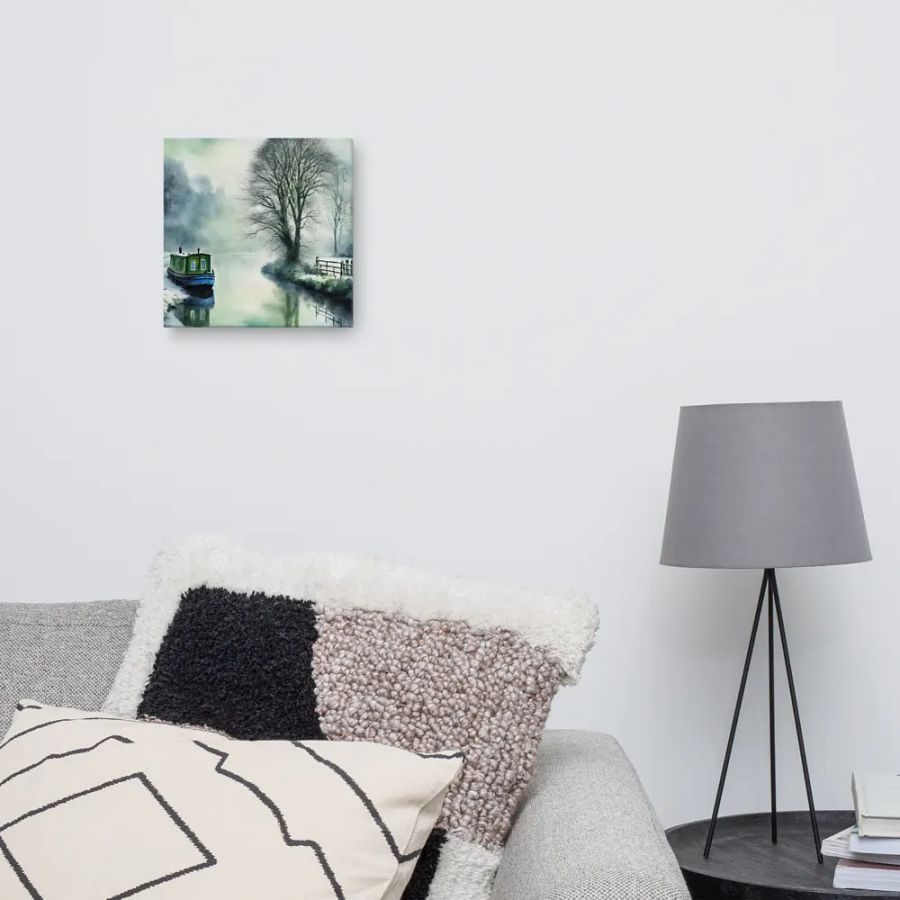 Narrow Boat In Winter Watercolour Wall Art product image (10)