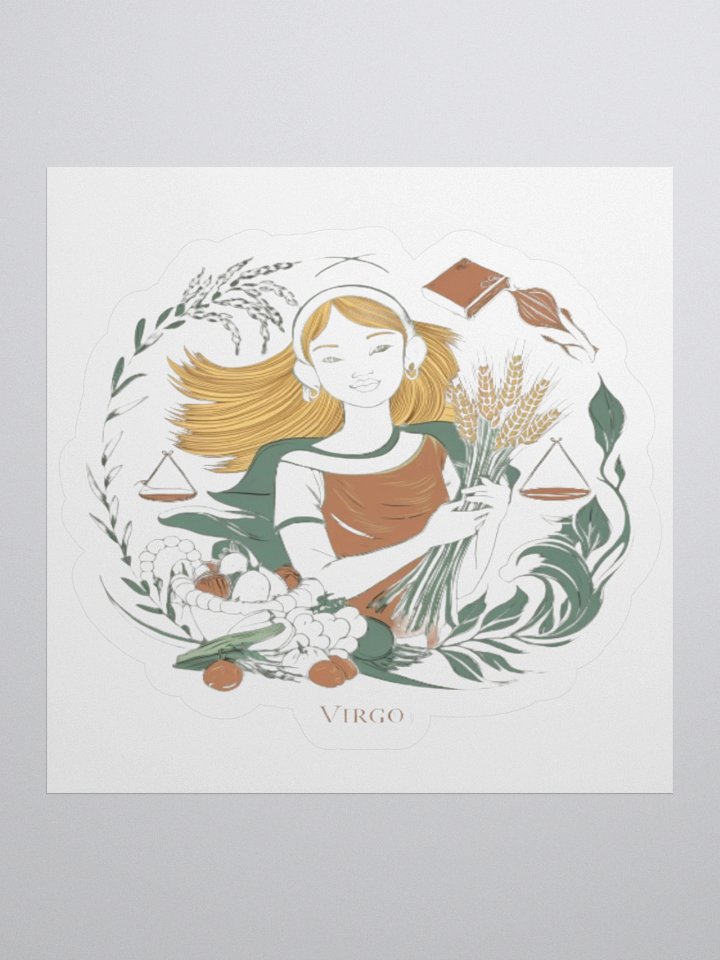 Virgo Zodiac Sticker - Female with Wheat & Scales - Vinyl product image (3)