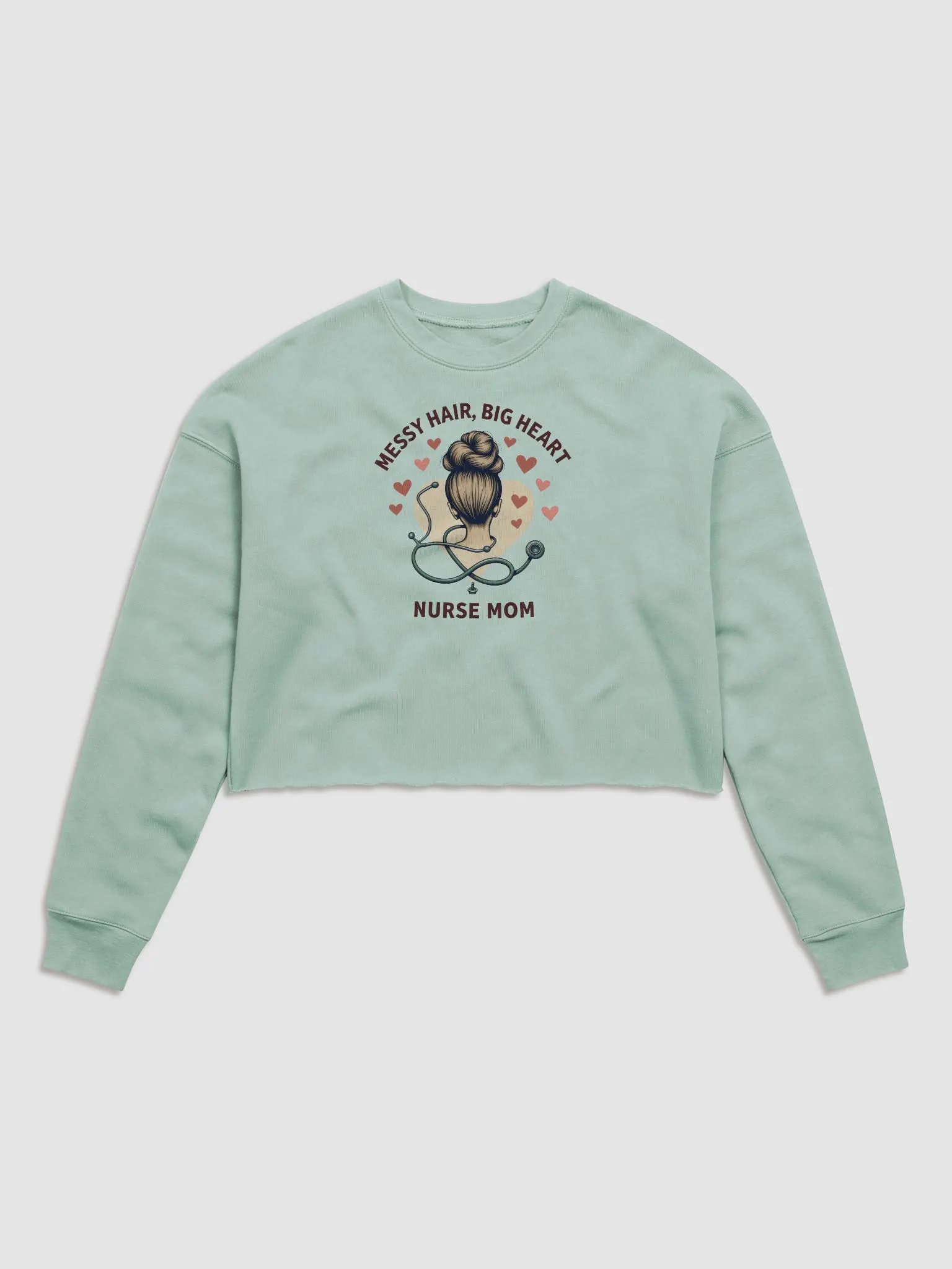 Nurse Mom Big Heart Crop Sweatshirt product image (1)