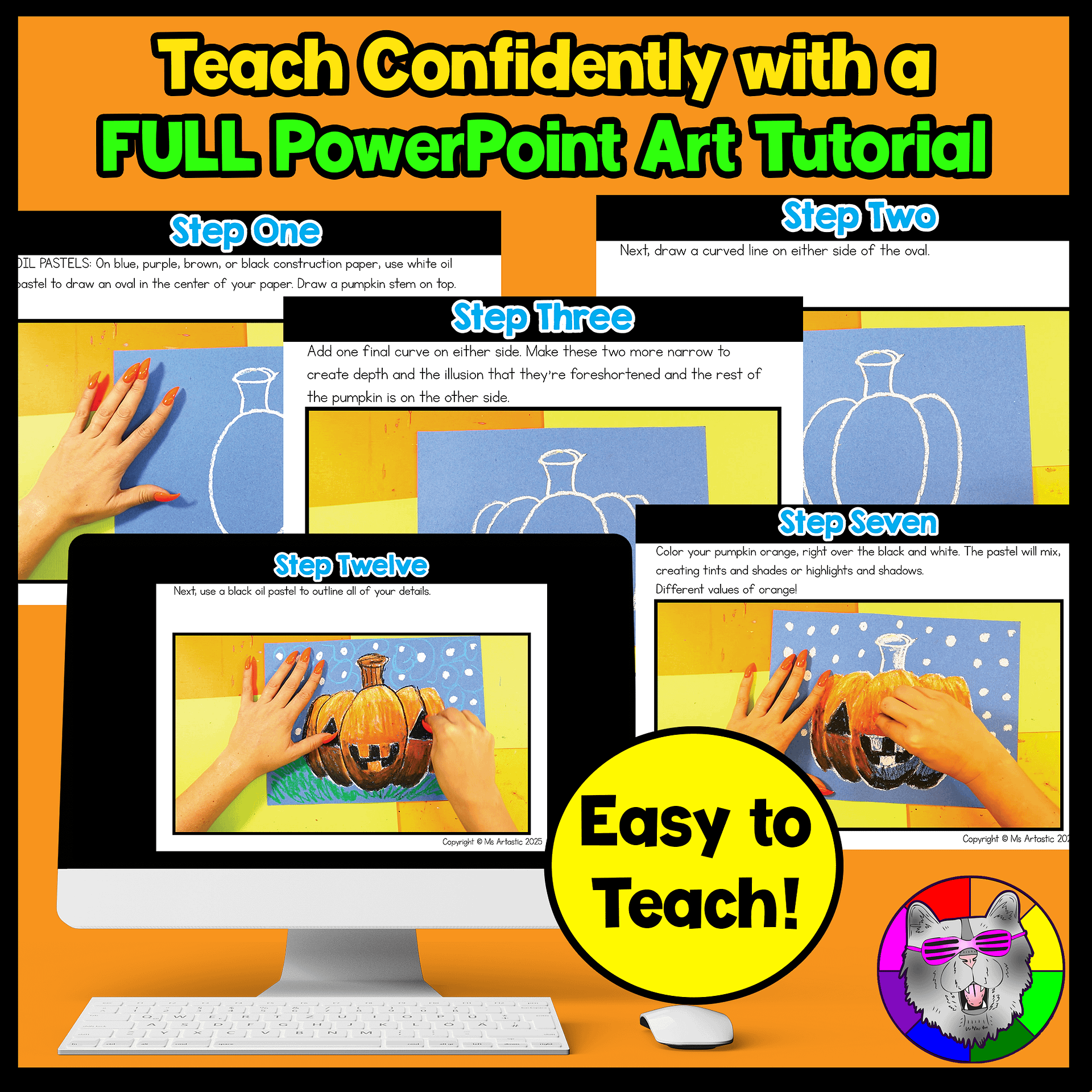 Halloween Jack-O’-Lantern Art Lesson with Reading, Writing & Step-by-Step Tutorial (Grades 1–4) product image (2)