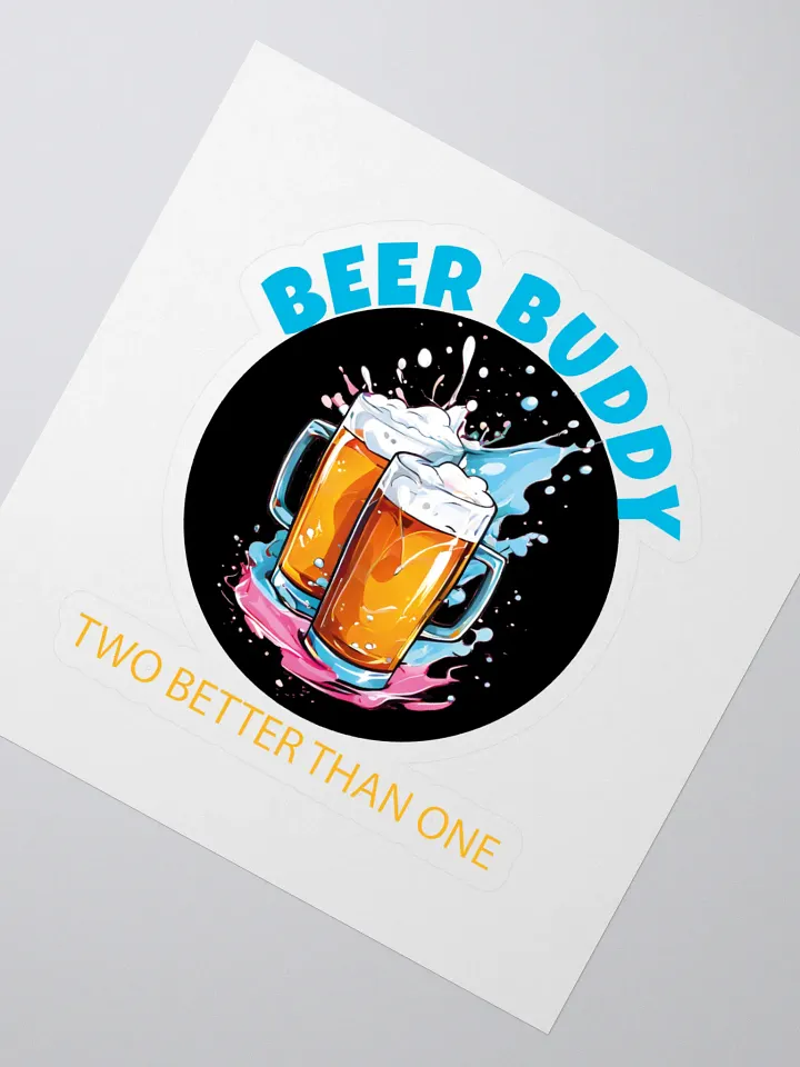 Beer Buddy Sticker | Fun Beer Lover Decal with Clinking Mugs and Foam Splash Design product image (2)
