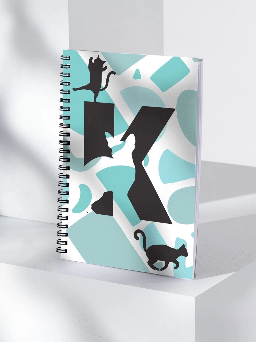 Monogram Letter K Cat Lover Geometric Blues Notebook product image (4)
